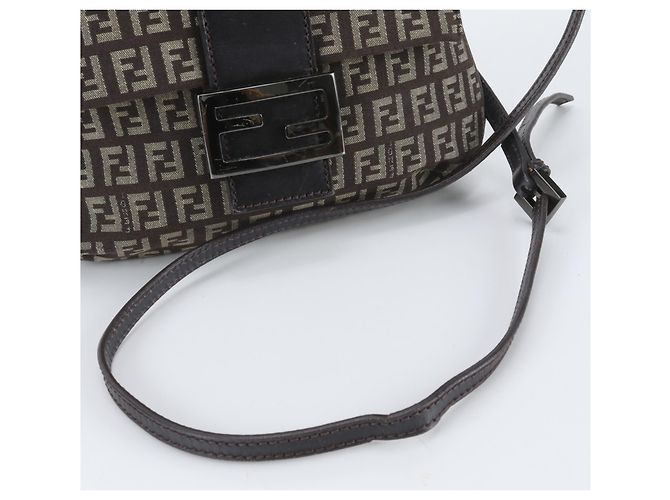 Borsa a tracolla in pelle Fendi FF Zucchino Marrone - vista 2