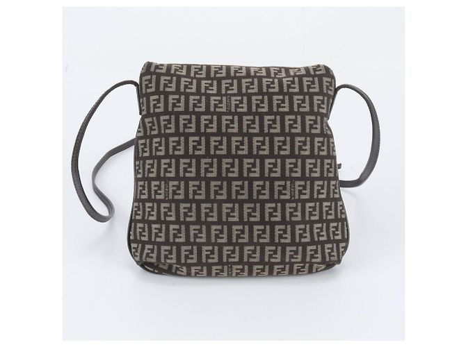 Borsa a tracolla in pelle Fendi FF Zucchino Marrone - vista 3