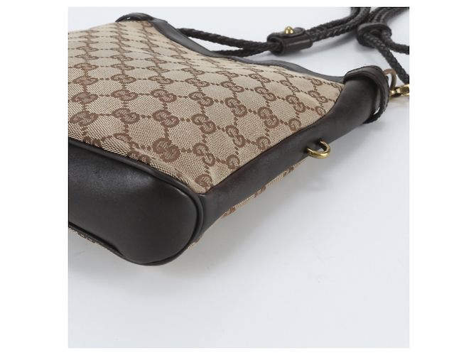 Borsa a tracolla Gucci in tela GG e pelle Marrone Beige - vista 4