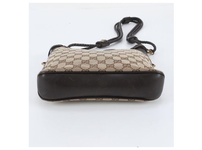 Borsa a tracolla Gucci in tela GG e pelle Marrone Beige - vista 5