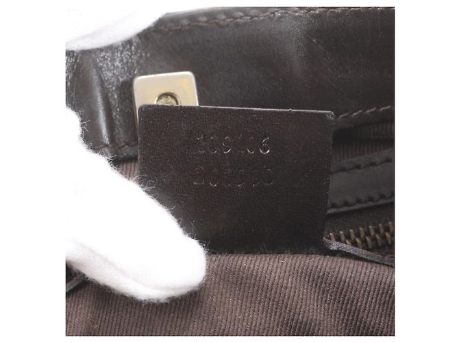 Borsa a tracolla Gucci in tela GG e pelle Marrone Beige - vista 9