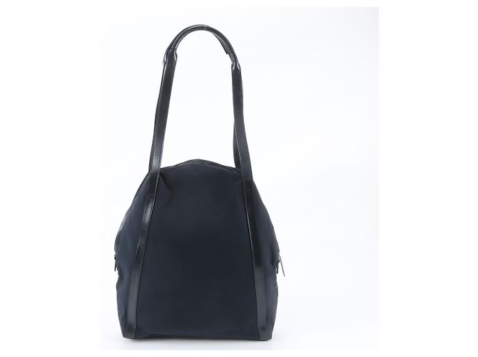 Sac à épaule Gucci en cuir et toile bleu marine - vue 3