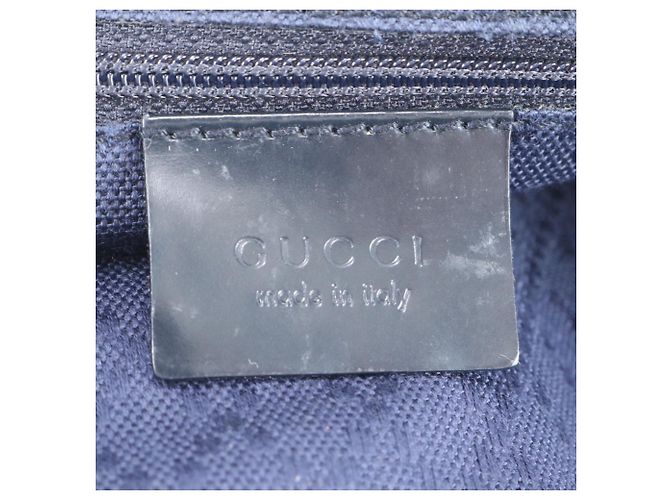 Sac à épaule Gucci en cuir et toile bleu marine - vue 8