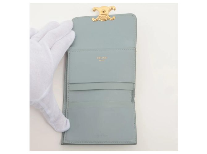 Céline Carteira de aba Celine Triomphe Small Azul claro - vista 4