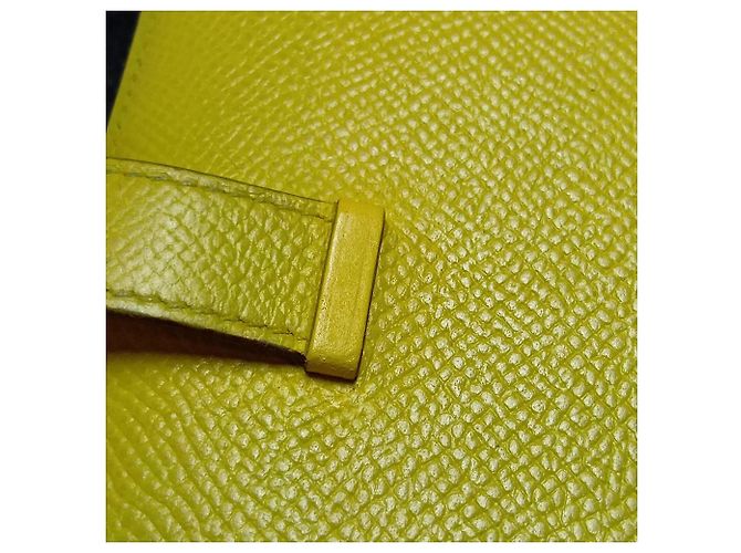Hermès Carteira bi-fold Hermes Bearn Compact em couro Veau Epsom Amarelo - vista 11