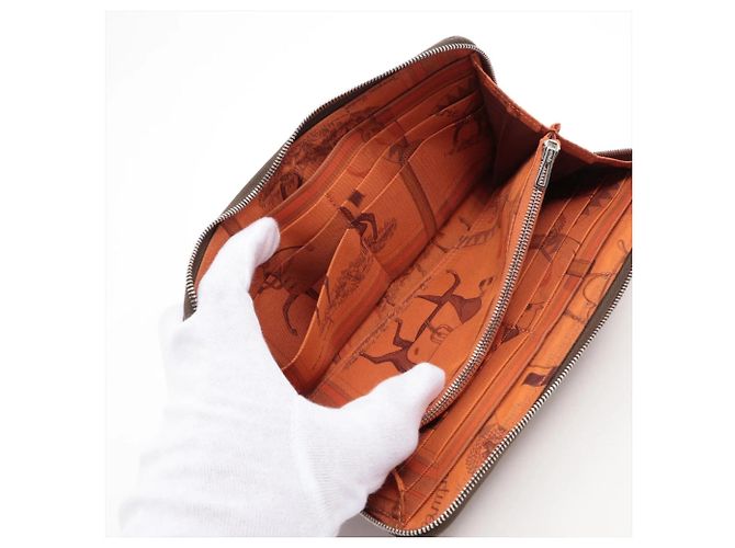 Hermès Cartera Hermes Azap Long Silk en piel Castaño - vista 4