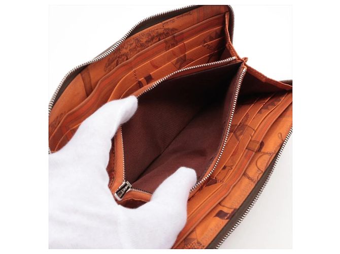 Hermès Cartera Hermes Azap Long Silk en piel Castaño - vista 6