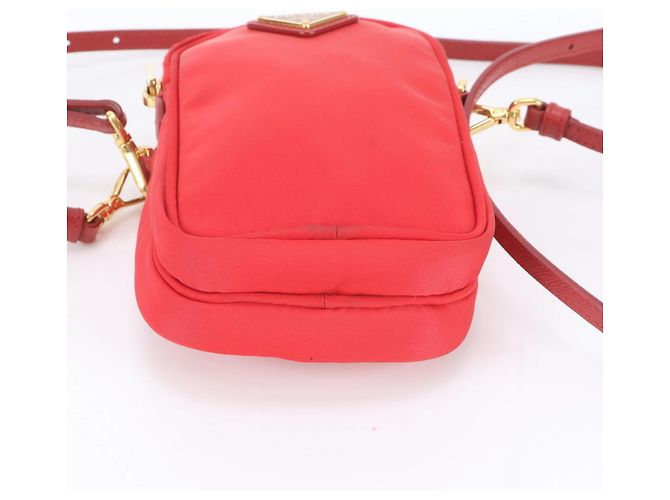 Sac à épaule en cuir et nylon Tessuto avec logo triangle Prada Rouge - vue 6