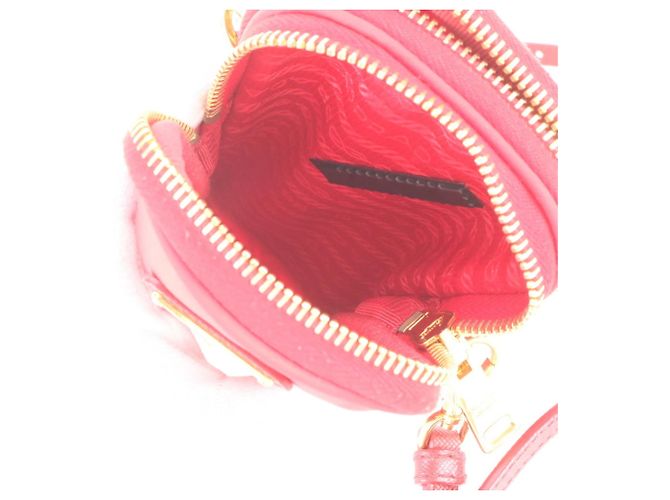 Sac à épaule en cuir et nylon Tessuto avec logo triangle Prada Rouge - vue 7