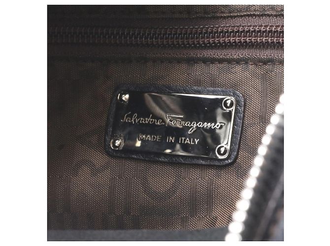 Borsa Tote a Tracolla in Pelle Gancini Salvatore Ferragamo Nero - vista 8