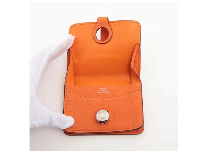 Hermès Monedero Hermes Dogon de piel Togo Naranja - vista 3