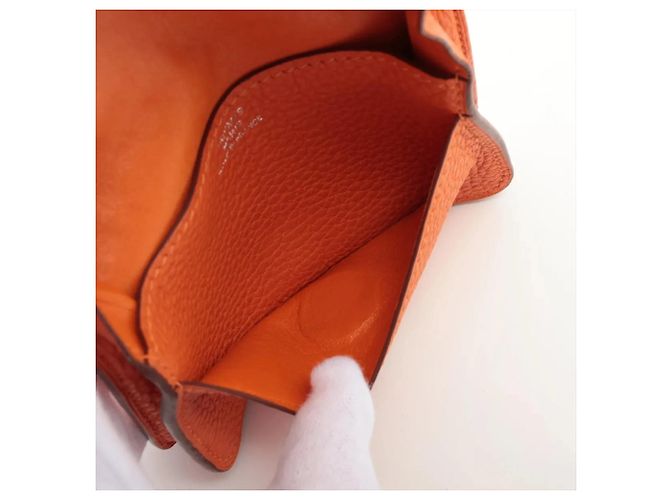 Hermès Monedero Hermes Dogon de piel Togo Naranja - vista 4