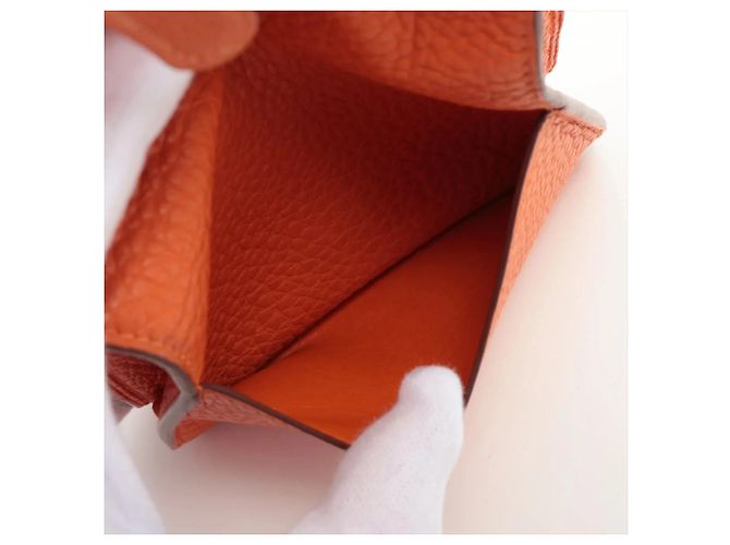Hermès Monedero Hermes Dogon de piel Togo Naranja - vista 5
