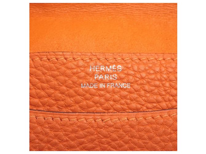 Hermès Monedero Hermes Dogon de piel Togo Naranja - vista 7