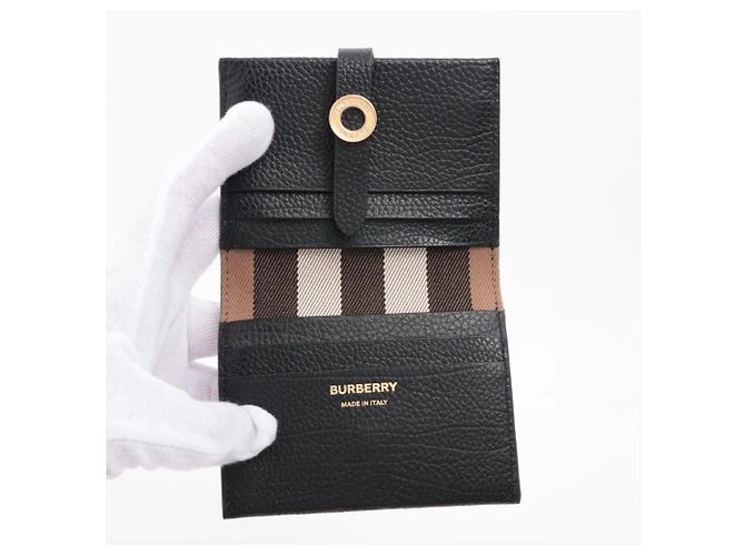 Portafoglio bi-fold Burberry in pelle nera Nero - vista 3