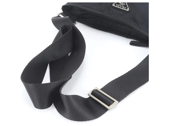 Sac à épaule en cuir et nylon Tessuto avec logo triangle Prada Noir - vue 2
