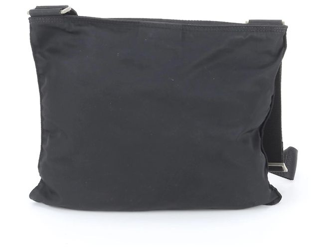 Sac à épaule en cuir et nylon Tessuto avec logo triangle Prada Noir - vue 3