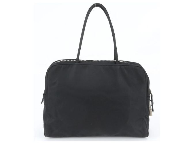 Borsa Tote e a Tracolla in Nylon Tessuto con Logo Triangolare in Pelle Prada da Donna Nero - vista 3