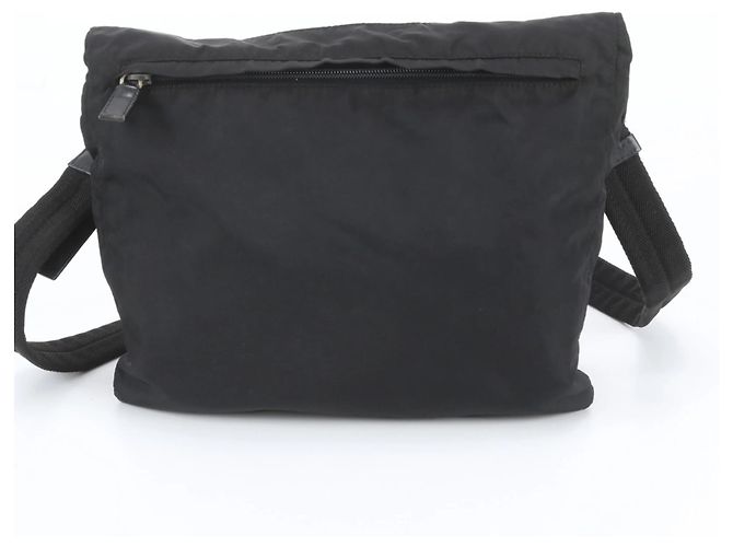 Prada Tessuto Nylon Triangle Logo Shoulder Bag Black - view 3