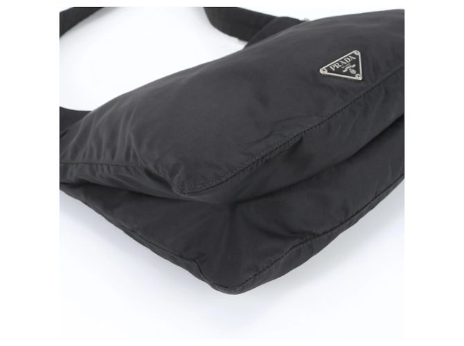 Prada Tessuto Nylon Triangle Logo Shoulder Bag Black - view 4