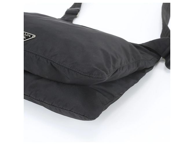 Prada Tessuto Nylon Triangle Logo Shoulder Bag Black - view 5