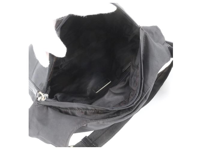 Prada Tessuto Nylon Triangle Logo Shoulder Bag Black - view 7