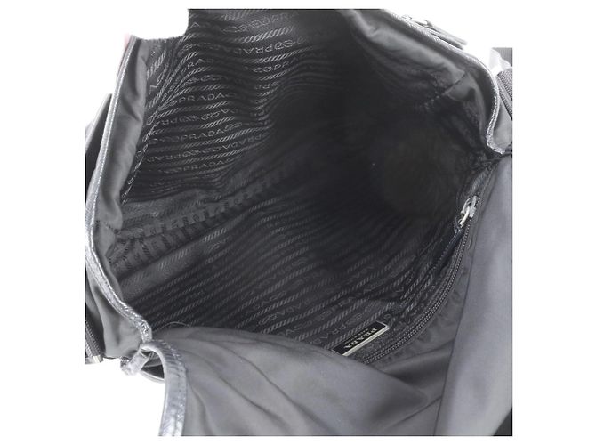 Borsa a tracolla Prada Tessuto Nylon Triangle Logo V166 Nero - vista 7