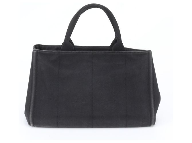 Prada Canapa Triangle Logo Tote Bag Black - view 3