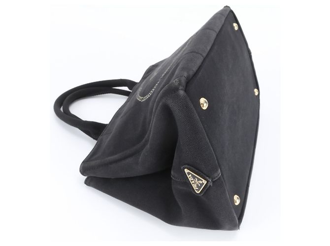 Prada Canapa Triangle Logo Tote Bag Black - view 4