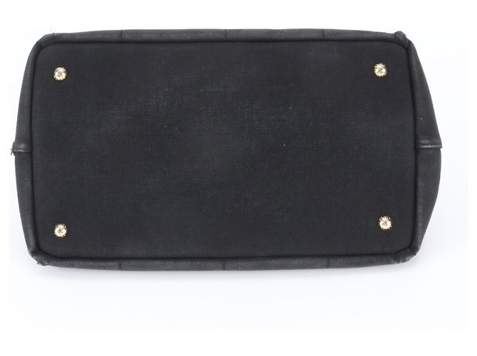 Prada Canapa Triangle Logo Tote Bag Black - view 6
