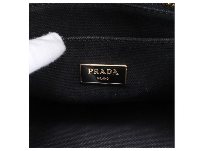 Prada Canapa Triangle Logo Tote Bag Black - view 8