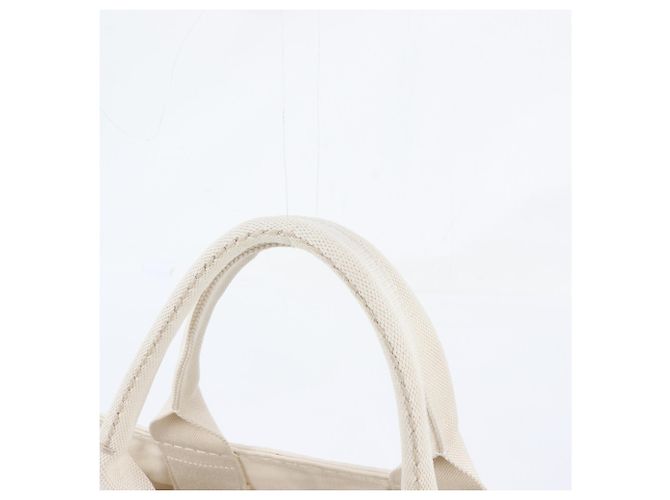 Tote Sac cabas Prada Canapa avec logo triangle Écru - vue 2