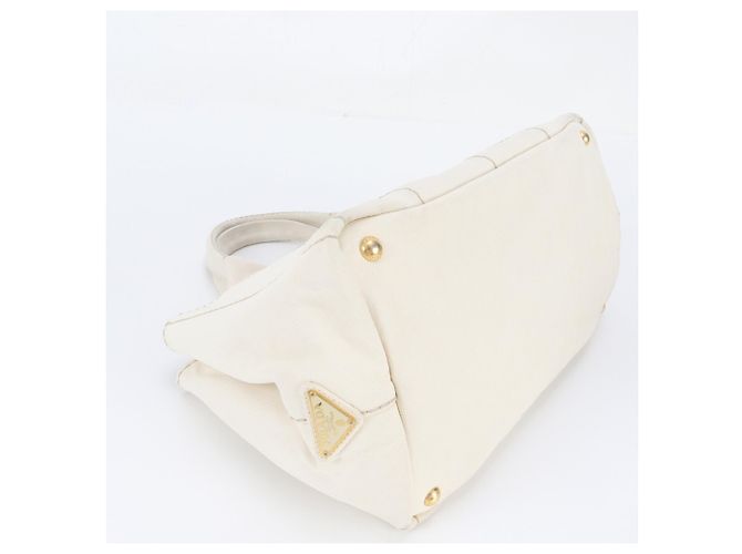 Tote Sac cabas Prada Canapa avec logo triangle Écru - vue 4