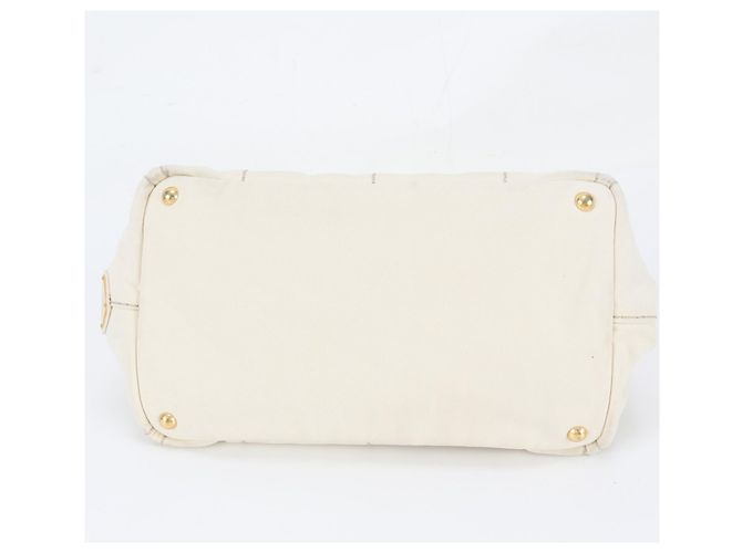 Tote Sac cabas Prada Canapa avec logo triangle Écru - vue 6