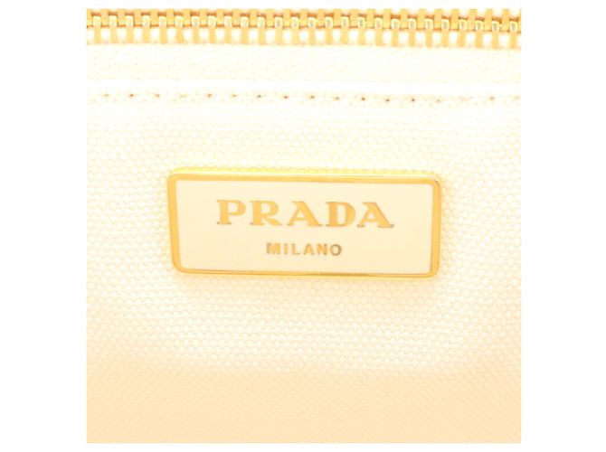 Tote Sac cabas Prada Canapa avec logo triangle Écru - vue 8