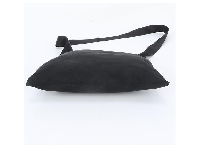 Prada Tessuto Nylon Triangle Logo Leather Shoulder Bag Black - view 5