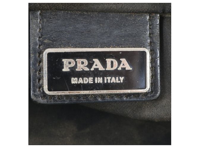 Prada Tessuto Nylon Triangle Logo Leather Shoulder Bag Black - view 8