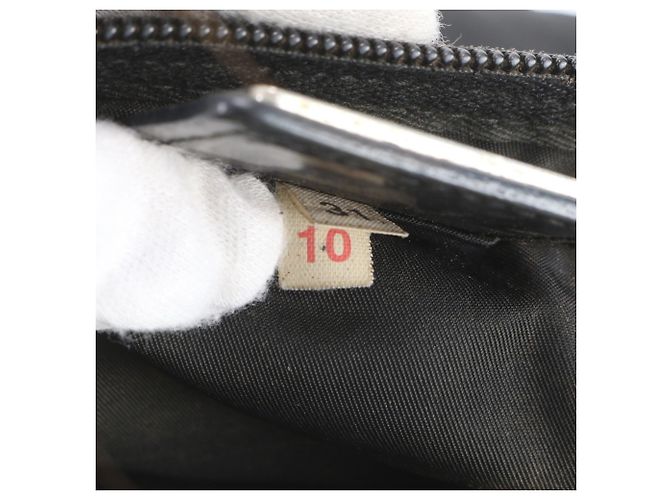 Prada Tessuto Nylon Triangle Logo Leather Shoulder Bag Black - view 9