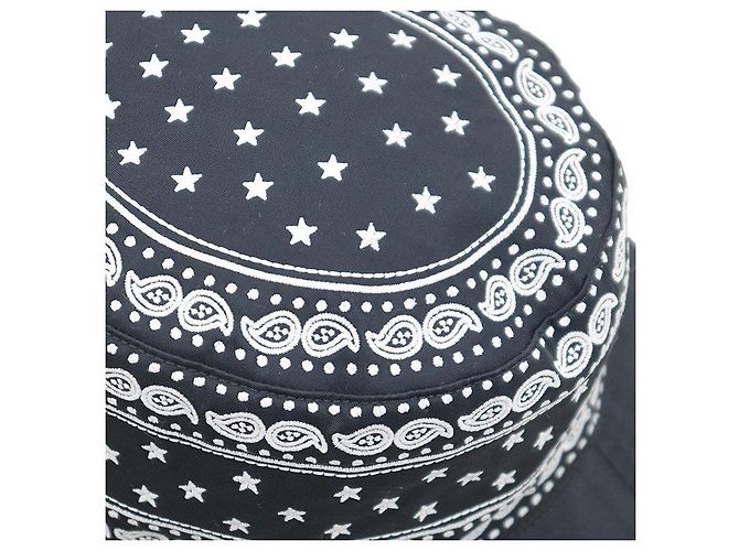 Cappello bucket Hermès in misto cotone ricamato Bianco Blu Blu navy - vista 6