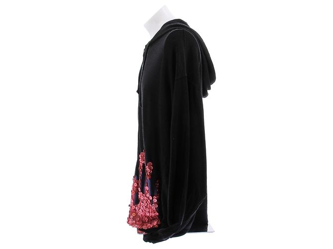 Acne Gilet noir brodé à boutons rouges Black - view 3