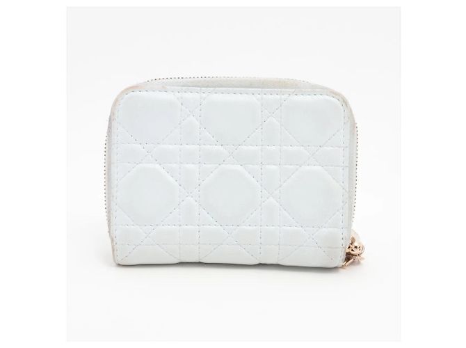 Cartera bi-fold Lady de piel Cannage Christian Dior Blanco - vista 2