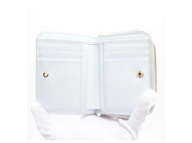 Cartera bi-fold Lady de piel Cannage Christian Dior Blanco - vista 3
