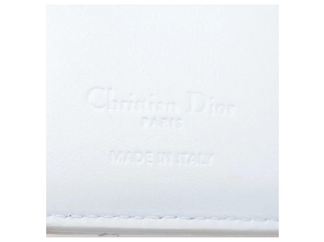 Cartera bi-fold Lady de piel Cannage Christian Dior Blanco - vista 6