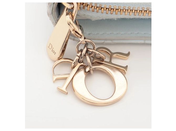 Cartera bi-fold Lady de piel Cannage Christian Dior Blanco - vista 7