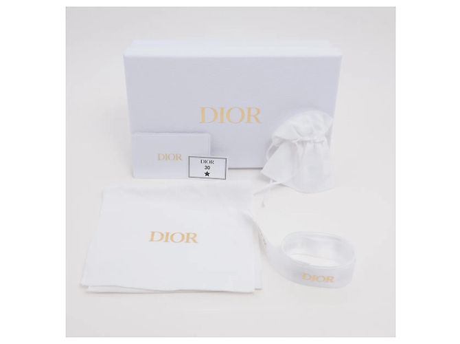 Cartera bi-fold Lady de piel Cannage Christian Dior Blanco - vista 8