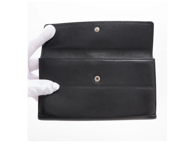 Chanel Camellia Bi-fold langes Portemonnaie aus Lammleder Schwarz - Ansicht 3