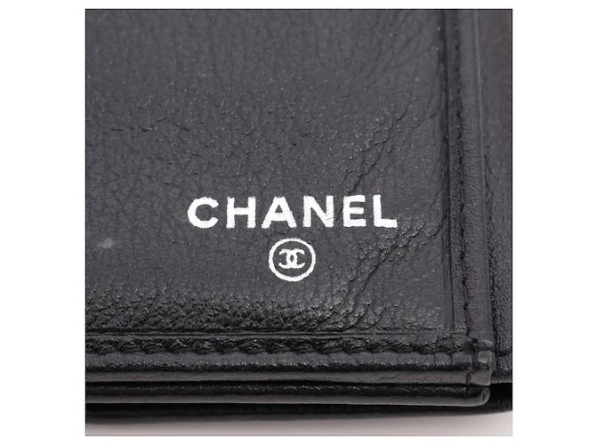 Chanel Camellia Bi-fold langes Portemonnaie aus Lammleder Schwarz - Ansicht 9