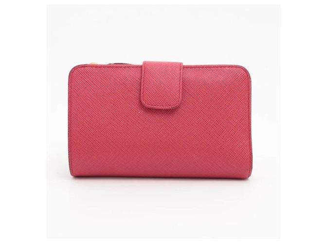 Portafoglio bi-fold in pelle Saffiano Prada Rosa - vista 2