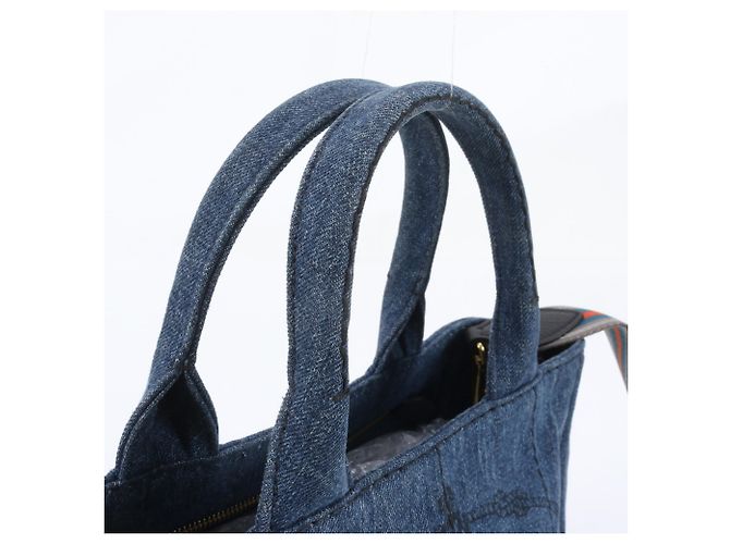 Prada Canapa Triangle Logo 2-Way Tote Bag/Shoulder Bag Blue - view 2