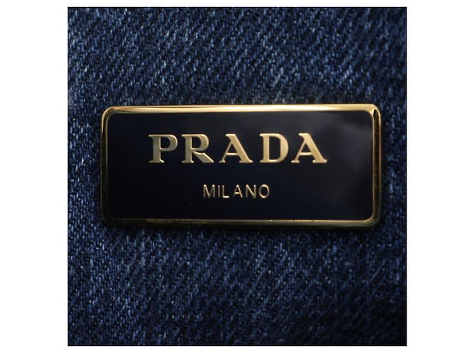 Prada Canapa Triangle Logo 2-Way Tote Bag/Shoulder Bag Blue - view 9